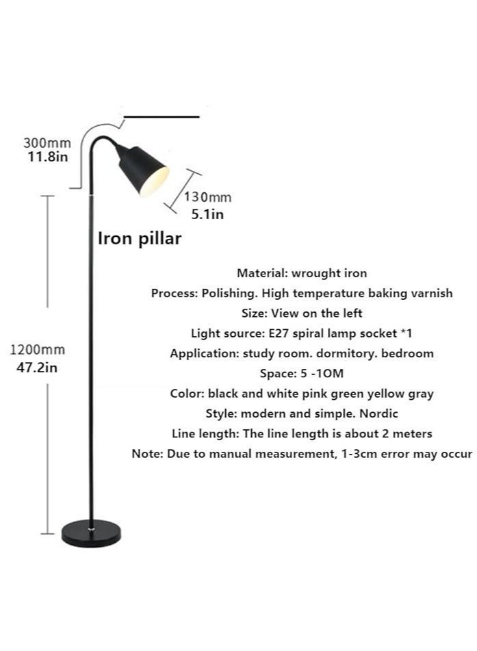 16-Color Dimmable Floor Lamp, 30W Nordic Style Floor Lamp with Dimmer, Black Standing Lamp, Adjustable Hanging Shade, Over Couch Reading Light, Modern Pole Lamp for Living Room and Bedroom, Black - Image 4